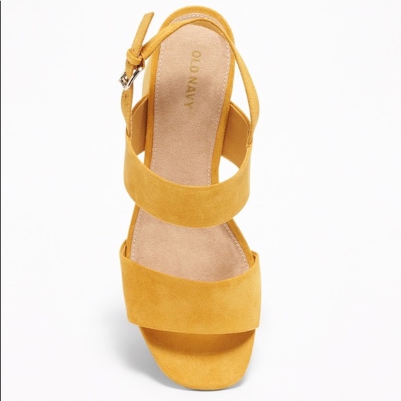 Old Navy Faux-Suede Slingback Block Heel Mustard - Picture 3 of 6